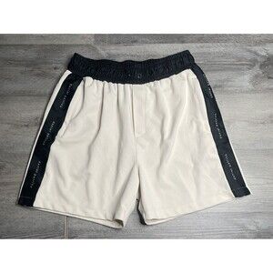 Daniel Patrick Men's Classic Gym Shorts Ivory Black Track Side Stripe Size XL